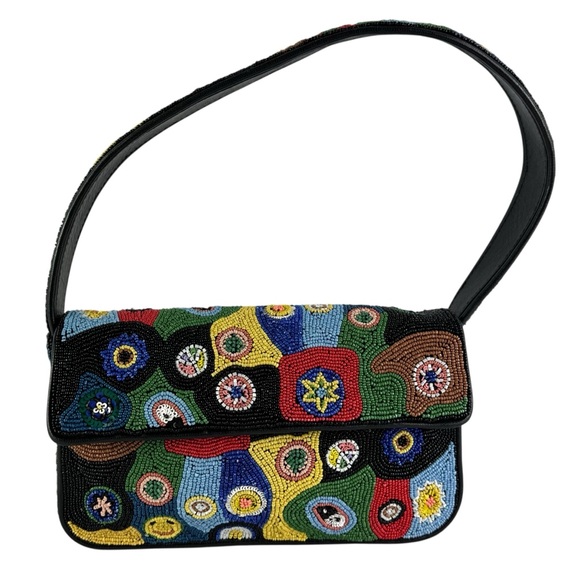STAUD Handbags - STAUD Tommy Beaded Bag Black Millefiori Shoulder Bag
